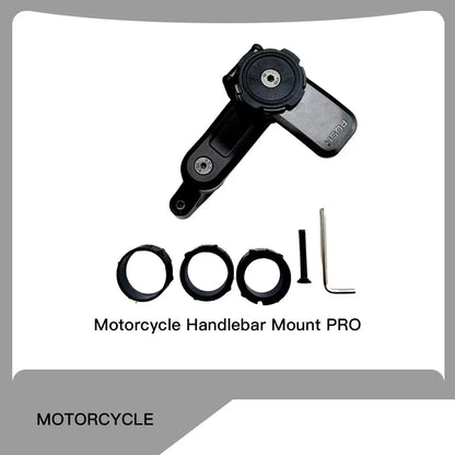 Motorcycle Handlebar Stem Fork Phone Mount — Vibration Dampener with MAG Universal Adapter, Wireless Charger & Mirror Brake Compatible