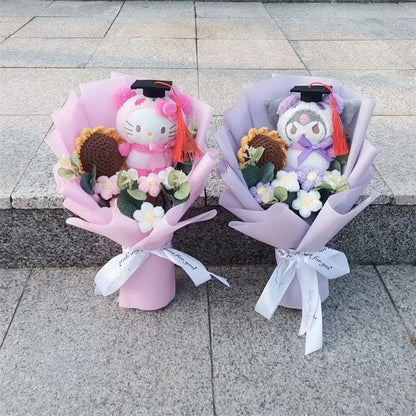 Sanrio Plush Sunflower Bouquet — Hello Kitty, Kuromi, My Melody & Cinnamoroll Gift