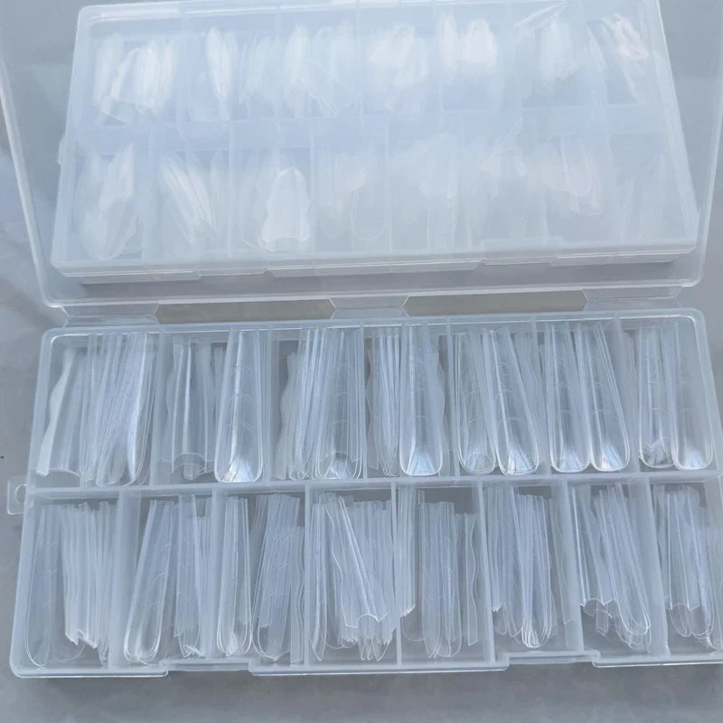 180pcs Sandwich Dual Nail Forms – 15 Sizes Coffin & Almond Nail Extension Molds for Manicure, Top & Bottom Forms