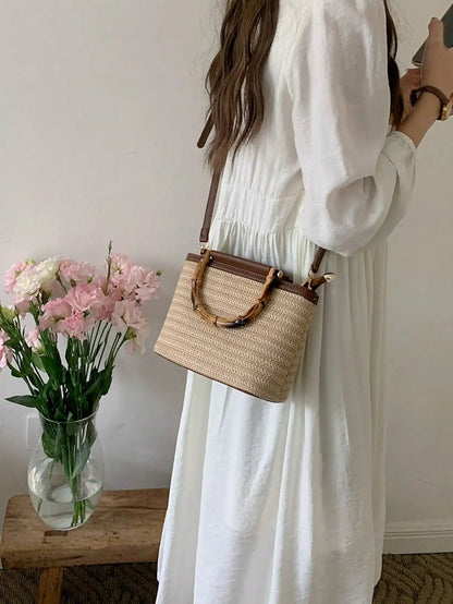 2025 Women’s Summer Woven Bag – Fashion Crossbody & Bucket Shoulder Bag for Casual, Beach, and Daily Use
