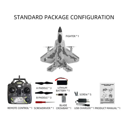 F22 RC Foam Plane – 4-Channel 6G Auto Stabilization with 4K Camera Remote Control Toy