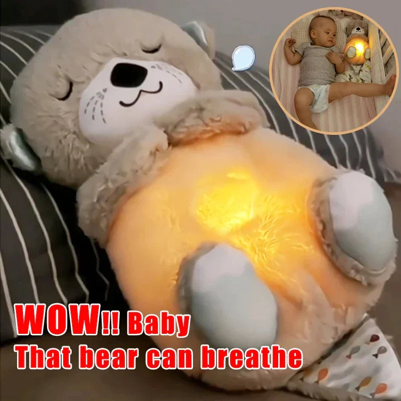 Breathing Bear Baby Soothing Otter Plush Doll Toy – Music and Light Companion for Baby Sleep, Perfect Gift for Kids