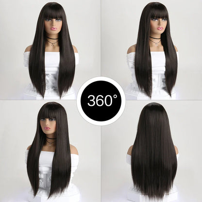 26" Long Straight Synthetic Wig for Women – Colorful Fashion Wig for Daily Wear, Halloween Costume, Party & Cosplay