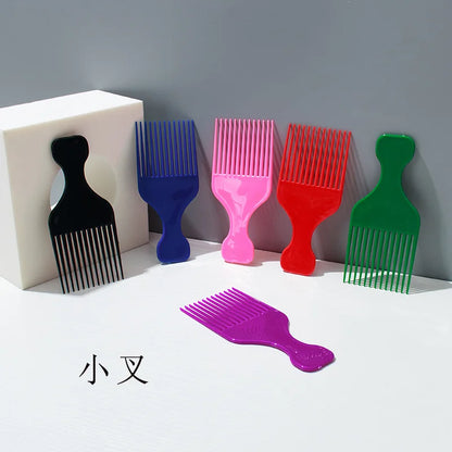 Wide Teeth Hair Pick Comb – Plastic Fork Brush for Curly Afro Hair, Styling Tool for Detangling & Volume