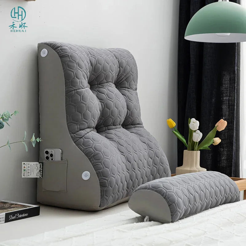 Soft Lumbar Bedside Cushion – Wedge Pillow for Back Support, TV Lounger & Reading, Decorative Bed Pillow