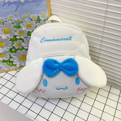 Kuromi Cinnamoroll & My Melody Plush Backpack – Adorable Large-Capacity Kawaii Design, Soft Cartoon Character Bag