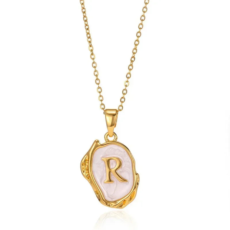 Y2K Stainless Steel Drip Oil Alphabet Necklace – A-Z Initials Pendant for Women & Men, Aesthetic Jewelry Gift