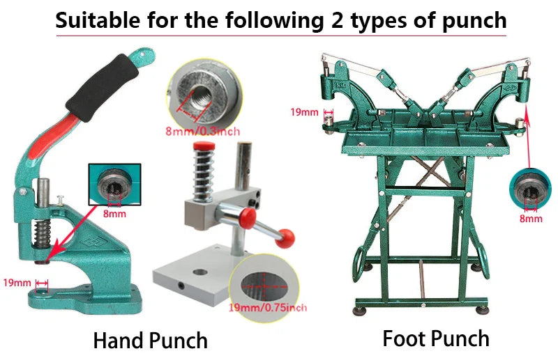 M8 Thread Dies Leather Hole Punch Set – 4/5/6/8mm Round Stitching & Perforated Cut Tools for Hand Press