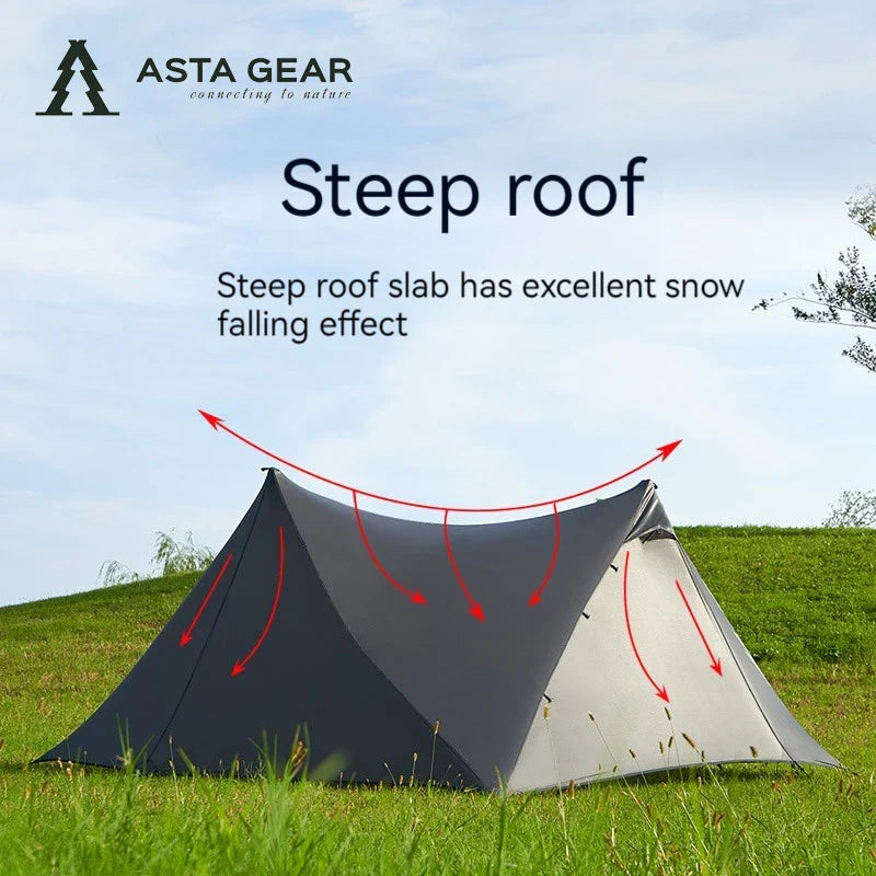 ASTA GEAR Yun Chuan 15D Nylon Ultralight Tent – Double-Sided Silicon-Coated, Rodless Pyramid Design for Camping & Hiking