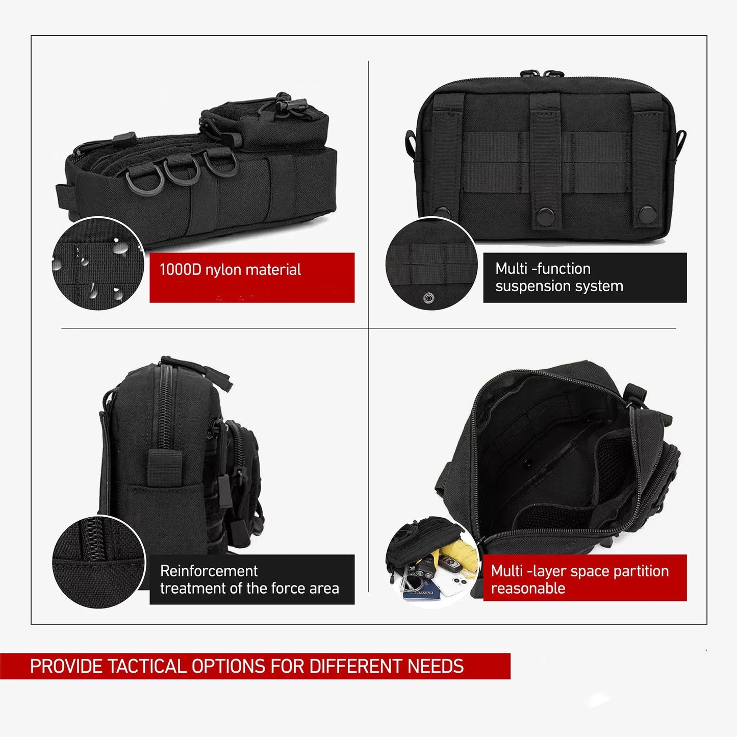 Tactical Molle Horizontal Admin Pouch – EMT EDC Utility Bag with Front Drawstring Pocket