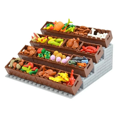 DIY Mini Food Building Block Figures – Bread, Fish, Fruit, Chicken, Crab, Hot Dog, Cake, Pizza & Carrot Creative Toy Bricks
