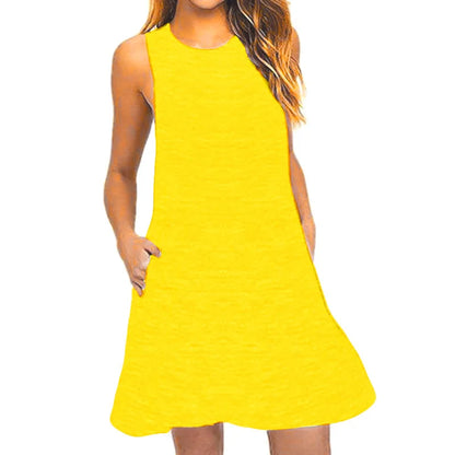 Women's Summer Casual Swing T-Shirt Dress – Beach Cover-Up with Pockets, Plus Size Loose Fit Tee Dress