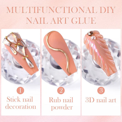 BORN PRETTY 30ML Nail Rhinestone & Gem Glue Gel – 3D Sculpting Adhesive for Nail Art, Flower Carving & DIY Decoration
