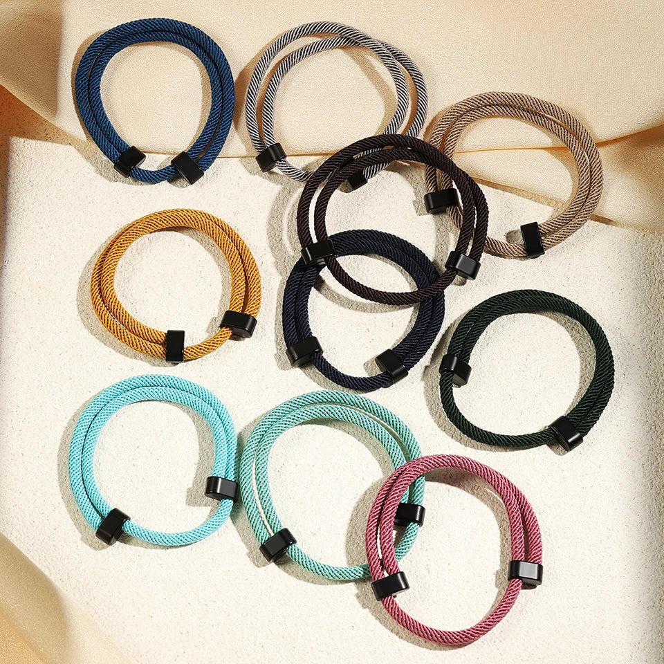 Colorful Double Adjustable Rope Bracelet – Handwoven Versatile Couple Gift