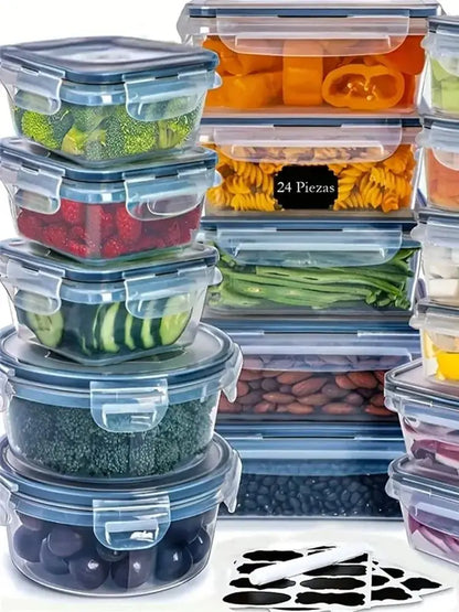 50PCS Large Airtight Food Storage Containers with Lids — Stackable BPA-Free Kitchen Set, 85oz to Small Sizes, Total 526oz