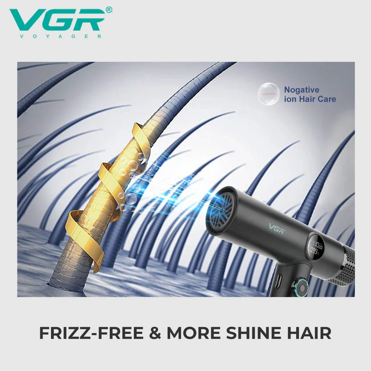 VGR Professional Hair Dryer V-401 — Hot & Cold Adjustment with Brushless Motor 110000 RPM