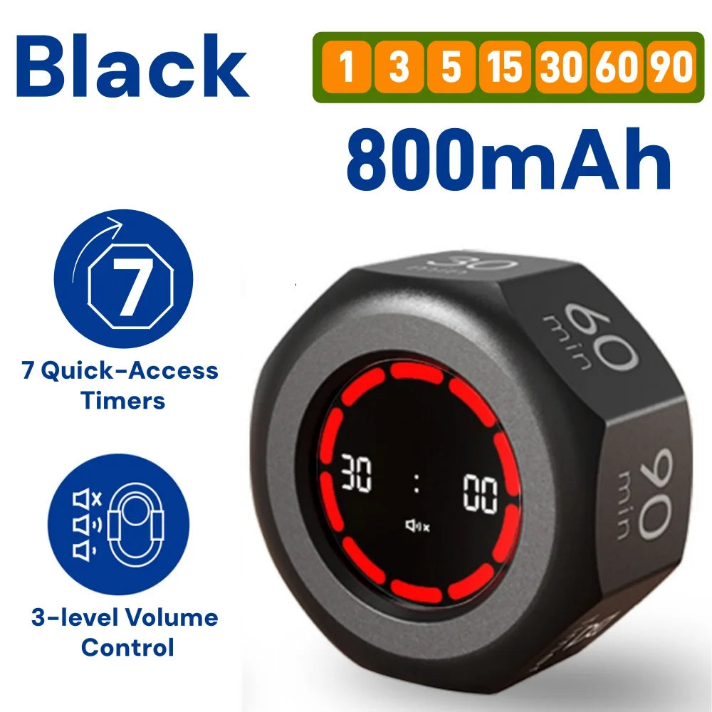 Rotating Pomodoro Timer Cube – Preset Flip Countdown Stopwatch for Study, Work, ADHD Focus, Kitchen & Productivity Tasks