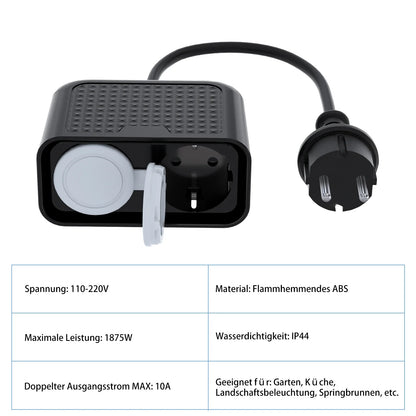 EU WiFi Smart Outdoor Power Socket — Waterproof IP44, Remote Control, Alexa & Google Assistant Compatible