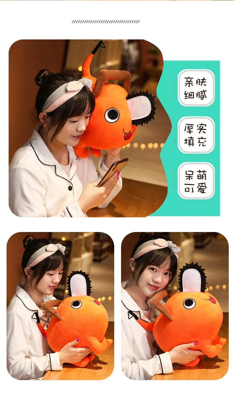 Pochita Plush Doll 10-40cm – Chainsaw Man Anime Soft Toy, Cute Stuffed Cartoon Pillow for Kids & Xmas Gifts