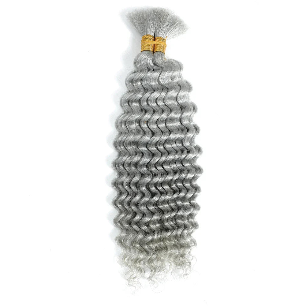 Human Braiding Hair Deep Wave Bulk - 100g No Weft Hair Bundles for Boho Braids, Micro Human Hair