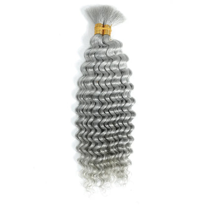 Human Braiding Hair Deep Wave Bulk - 100g No Weft Hair Bundles for Boho Braids, Micro Human Hair