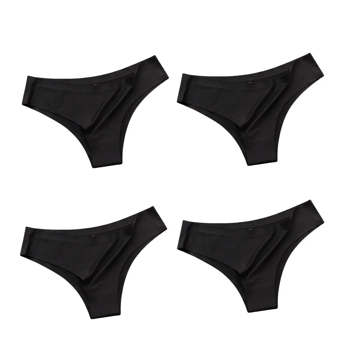 4PCS Seamless Brazilian Panties Set – Ice Silk Ultra-Thin Low Waist Women’s Briefs Sexy Soft Breathable Bikini Lingerie Underwear