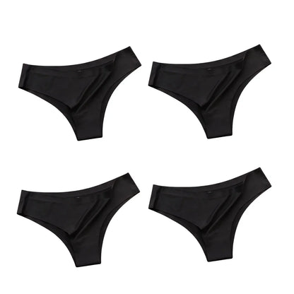 4PCS Seamless Brazilian Panties Set – Ice Silk Ultra-Thin Low Waist Women’s Briefs Sexy Soft Breathable Bikini Lingerie Underwear