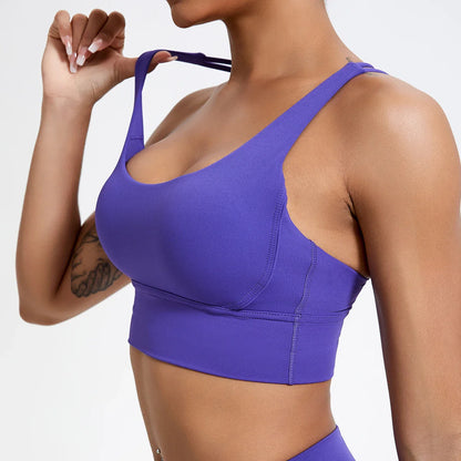 Push-Up Sports Bra for Women – Cross Back Yoga Crop Top, Shockproof Gym Fitness Bra for Running & Workout