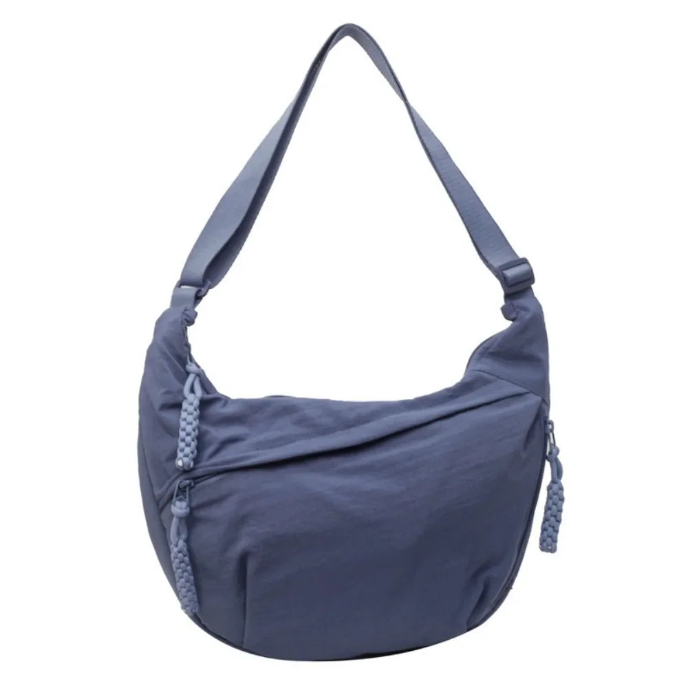 Women’s Casual Canvas Crossbody Bag – Large Capacity Lightweight  Hobo Shoulder Bag Solid Color Dumpling Bag