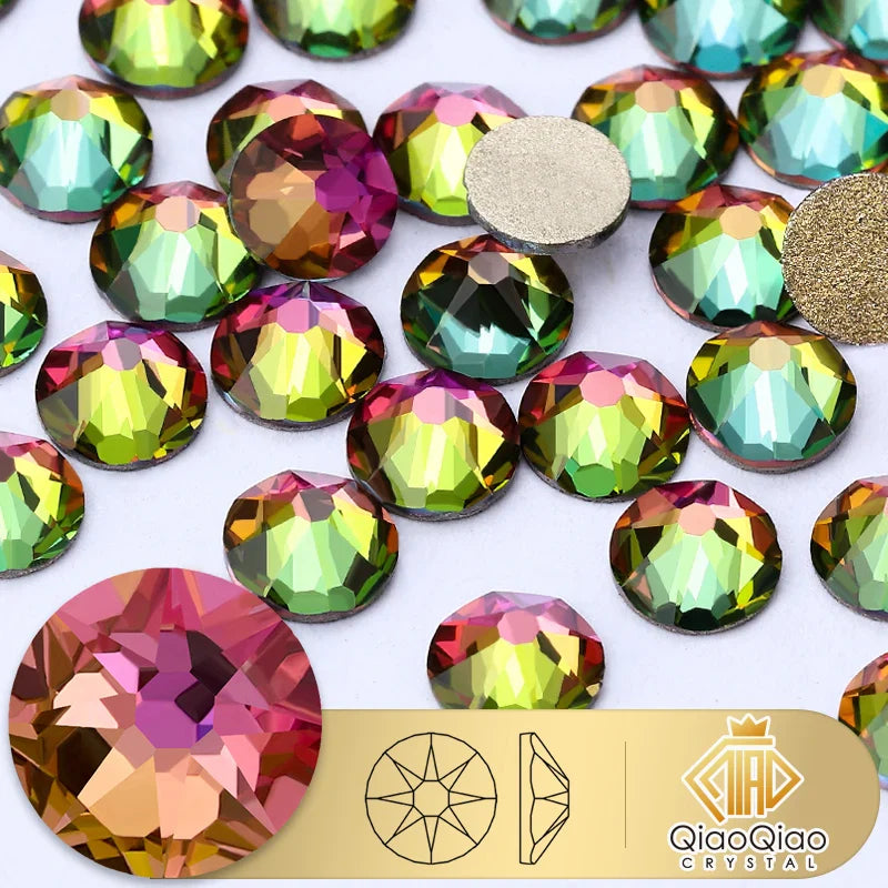 QIAO 2088 Crystal Nail Art Rhinestones — Flat Back Non-Hotfix Strass for DIY Nail Decorations (8 Big + 8 Small)