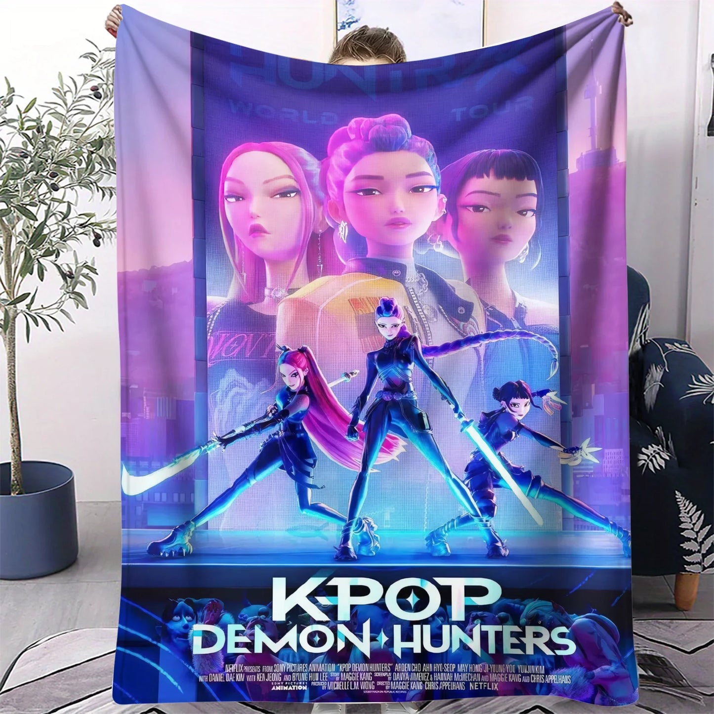 K-Pop Demon Hunters Flannel Blanket – 31 Styles Anime Throw for Home, Travel & Camping Fan Gift
