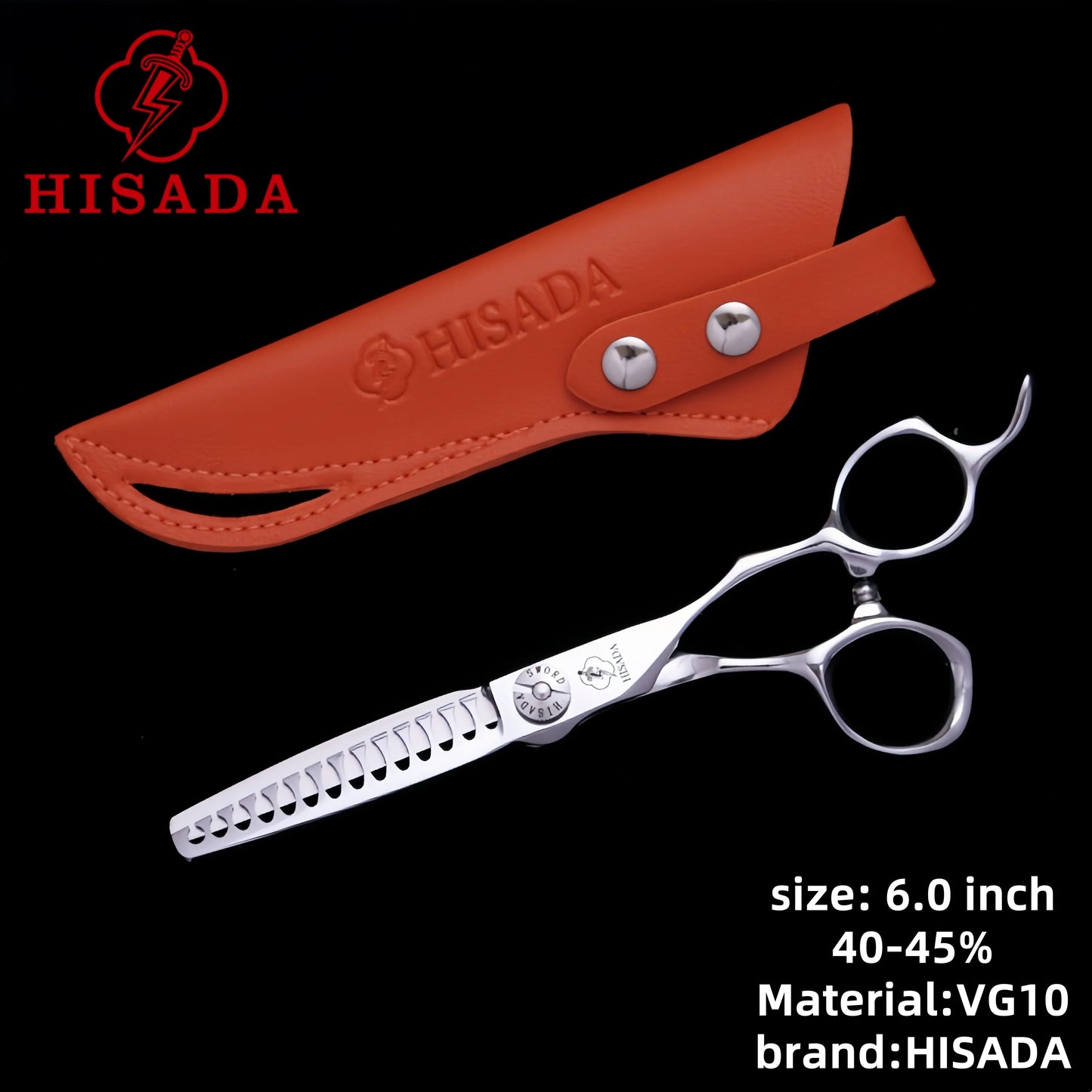 HISADA Professional Hairdressing Scissors – 6.0 Inch VG10 Barber Scissors for Salon Hair Cutting