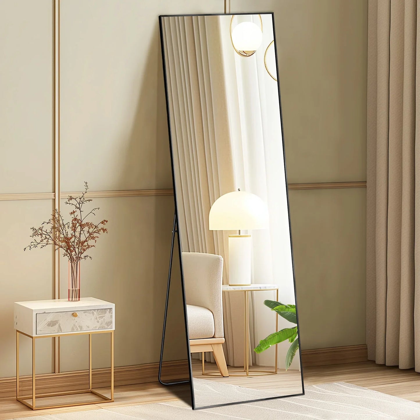 64"x21" Full Body Wall Mirror – Standing, Hanging, or Leaning with Aluminum Alloy Frame for Living Room