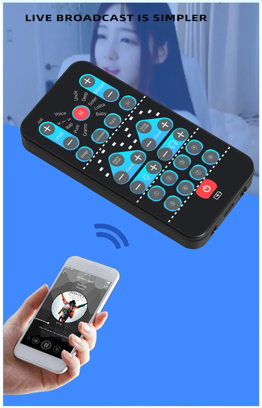 M10 Portable Voice Changer Device – Male to Female Switch, Karaoke & Live Sound Tuning Card
