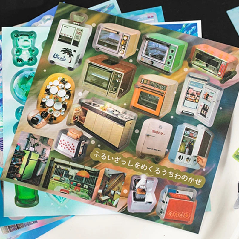 Mr.Paper Y2K Retro Glitter Sticker Book - 20-Sheet Aesthetic Stickers for Journaling, Scrapbooking & DIY Decor