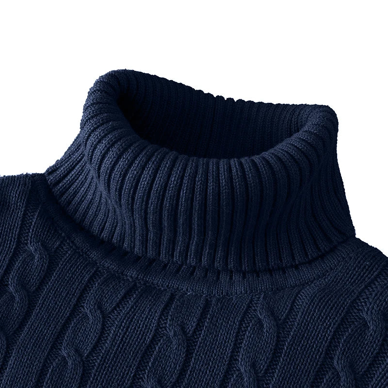 Men's Turtleneck Woolen Sweater - Casual Rollneck Knitted Warm Jumper Winter Pullover Top
