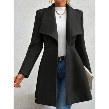 Mia Muse Women's Red Winter Coat – Long Sleeve Lapel Button-Up Work Outerwear for New Year & Valentine's Day Gift