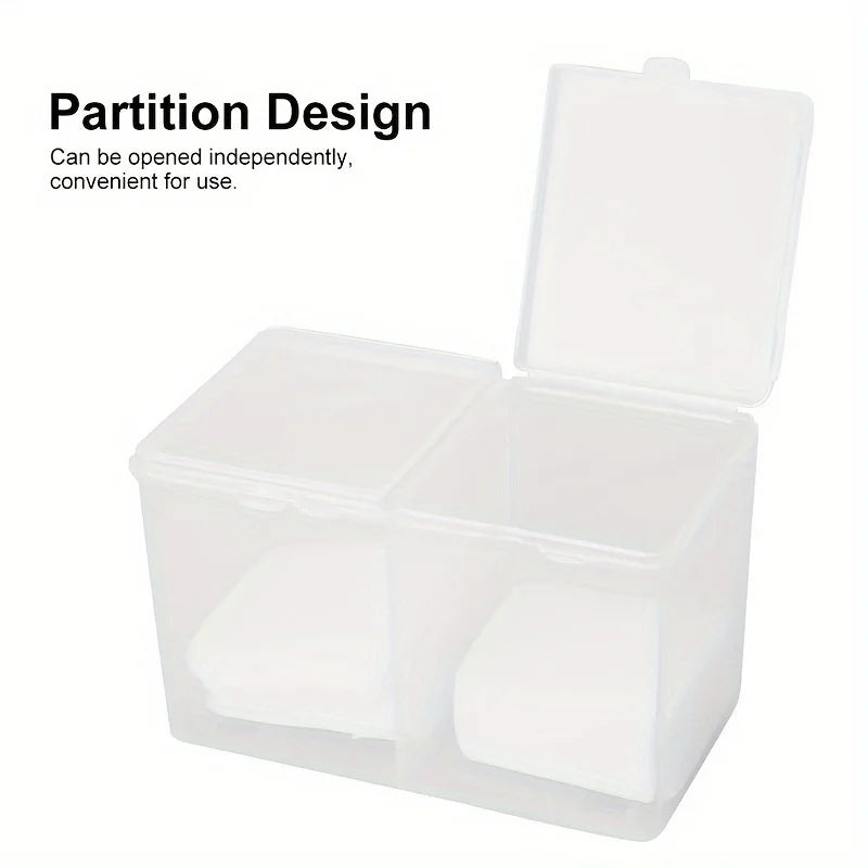 2-Grid Nail Storage Box — Cosmetic Organizer for Nail Polish Remover Pads & Cotton Film