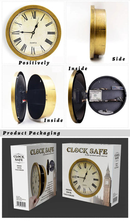 Secret Wall Clock with Hidden Compartment – Safe Box for Cash, Jewelry & Valuables (Home/Office Decoration)
