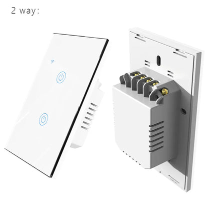 WiFi & Bluetooth Smart Touch Panel Switch - US Standard, 1/2/3/4 Way, Compatible with Tuya & Google Home