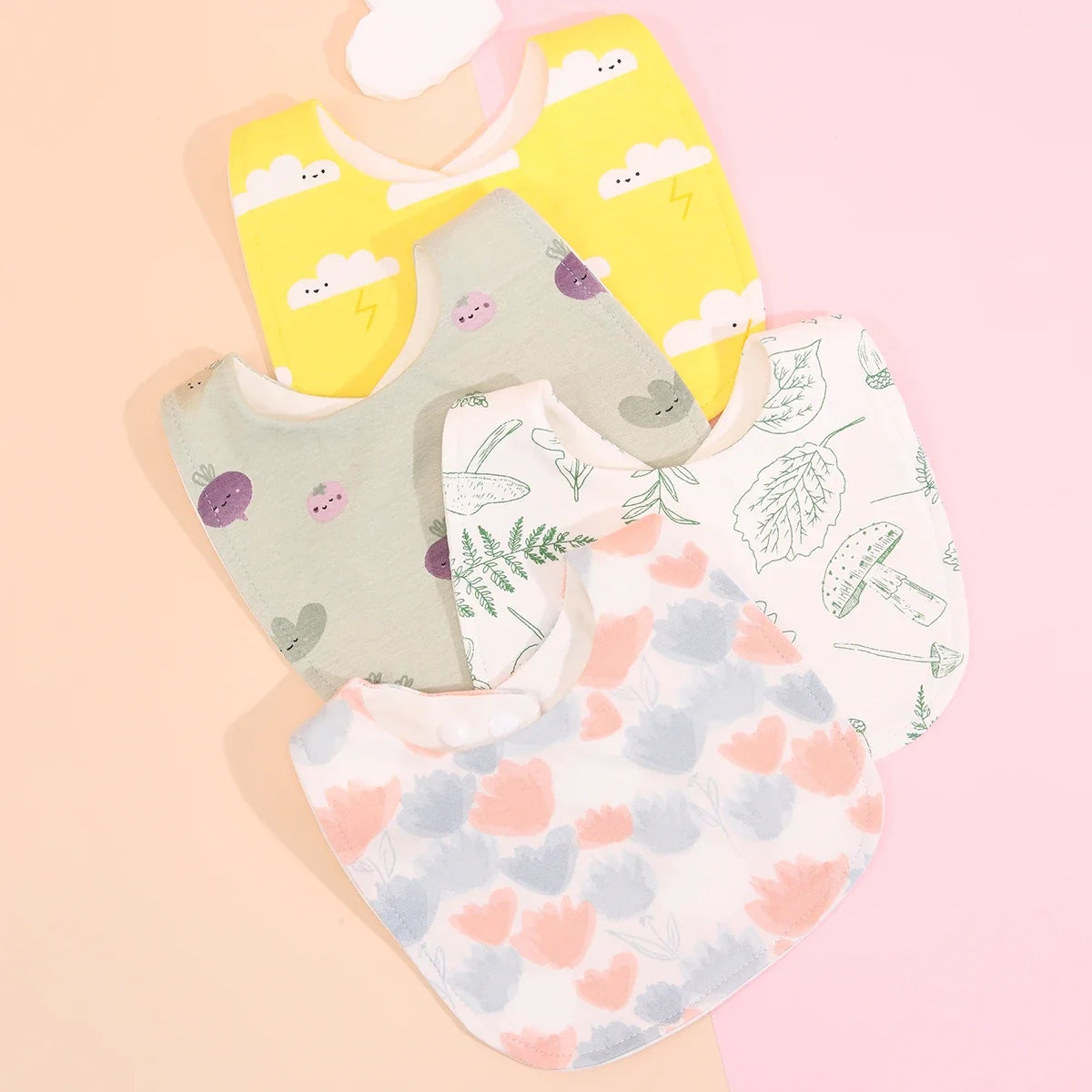 Cotton Baby Bib Set - Adjustable Soft Infant Feeding Bibs Burp Cloths Bandana Scarf for Boys & Girls