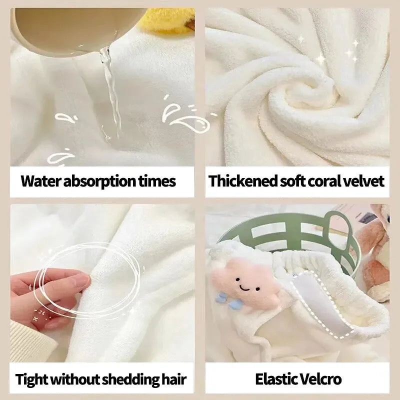 Cute Cartoon Wearable Bath Towel – Large Absorbent Quick-Dry Skirt Wrap for Women
