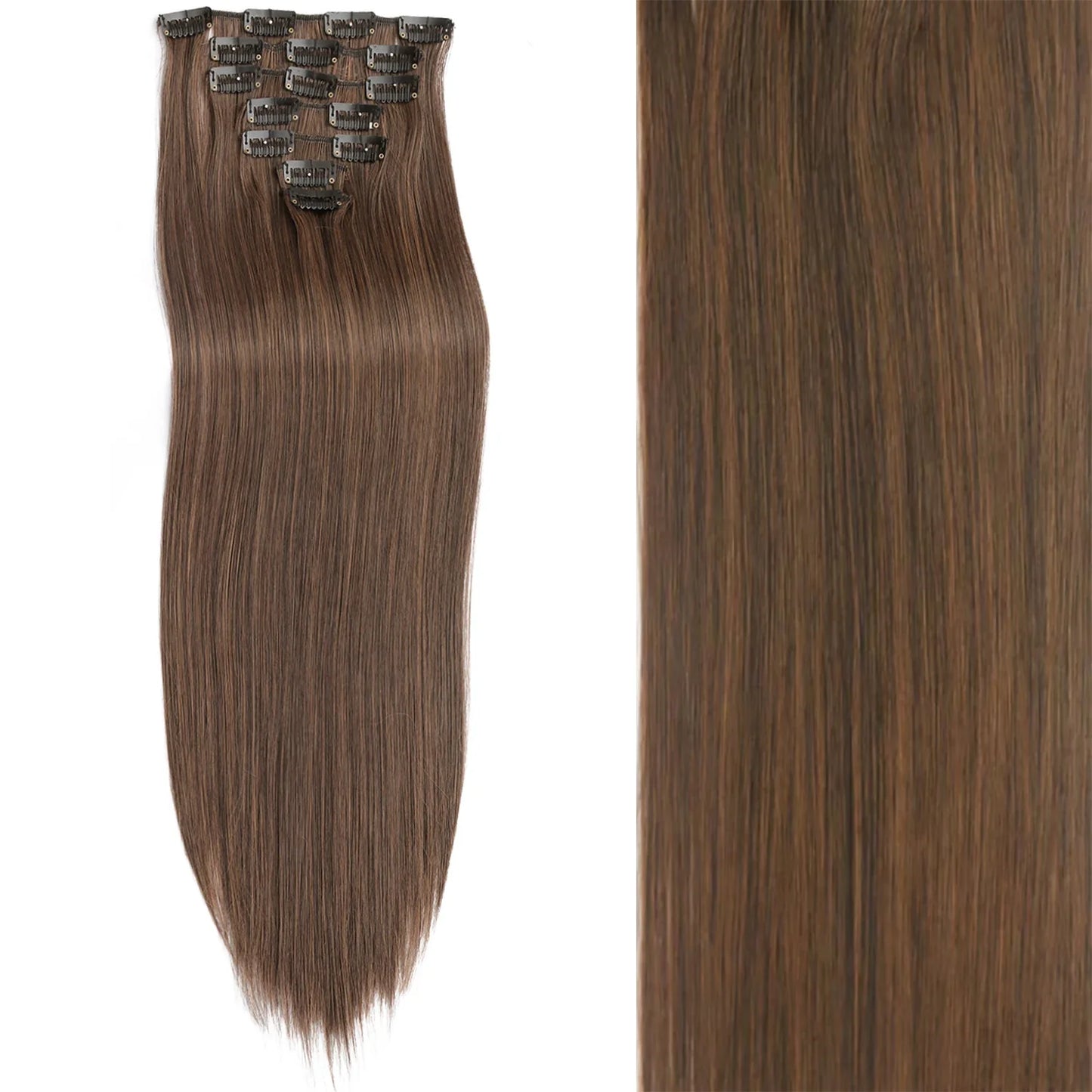 Women’s 7Pcs Hair Extensions with 16 Clips – Natural Black Straight Ombre Hairpiece