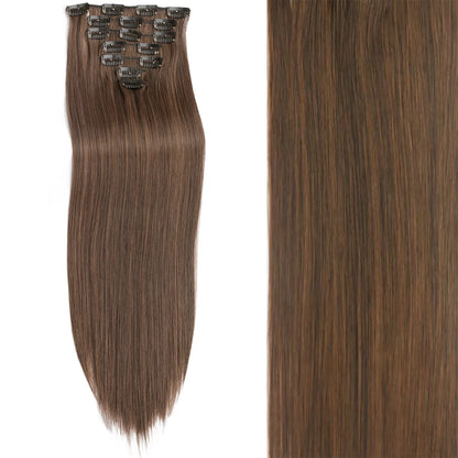 Women’s 7Pcs Hair Extensions with 16 Clips – Natural Black Straight Ombre Hairpiece