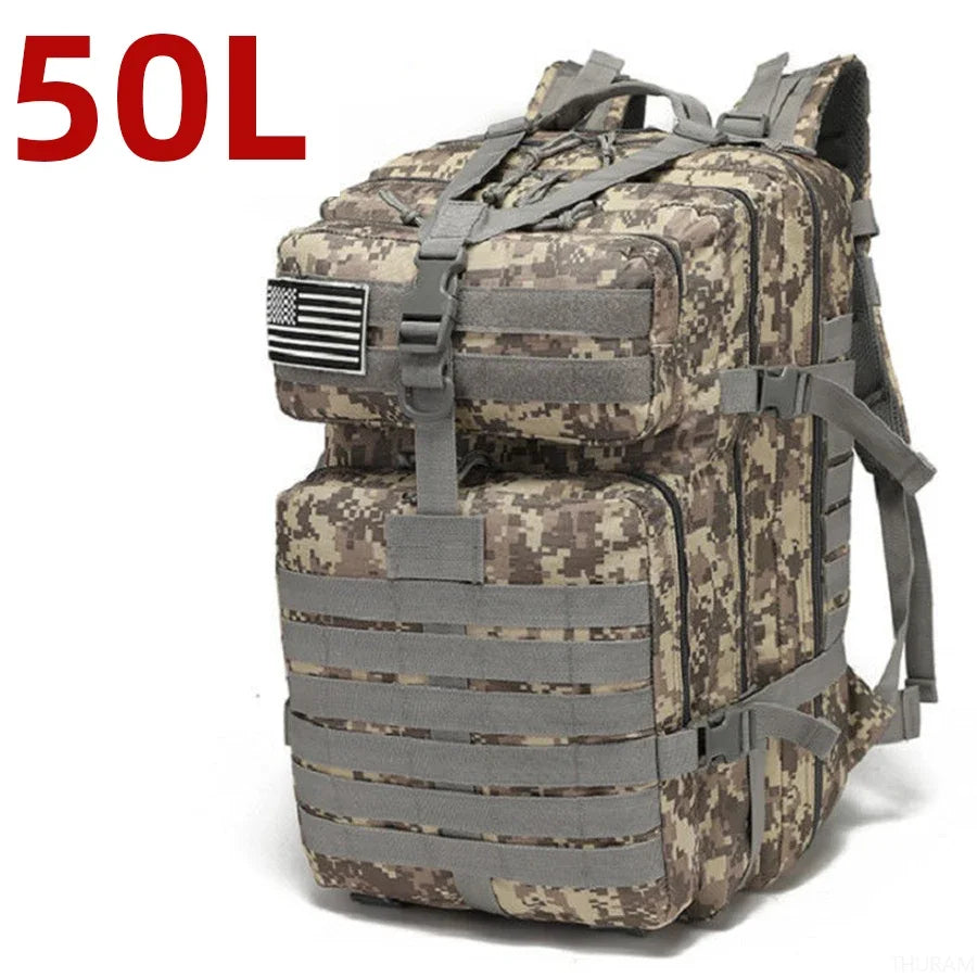 25L/50L Nylon Waterproof Backpack - Outdoor Trekking, Fishing, Hunting, Tactical Sports Rucksack for Camping & Hiking