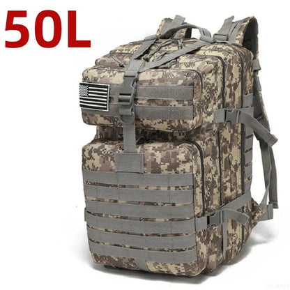 25L/50L Nylon Waterproof Backpack - Outdoor Trekking, Fishing, Hunting, Tactical Sports Rucksack for Camping & Hiking