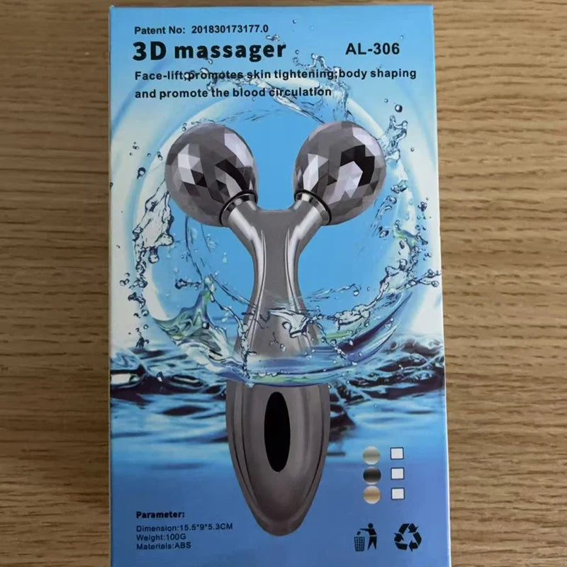 3D Facial Roller Massager — Manual Beauty Device for Muscle Lifting & Skin Care, for Women & Men