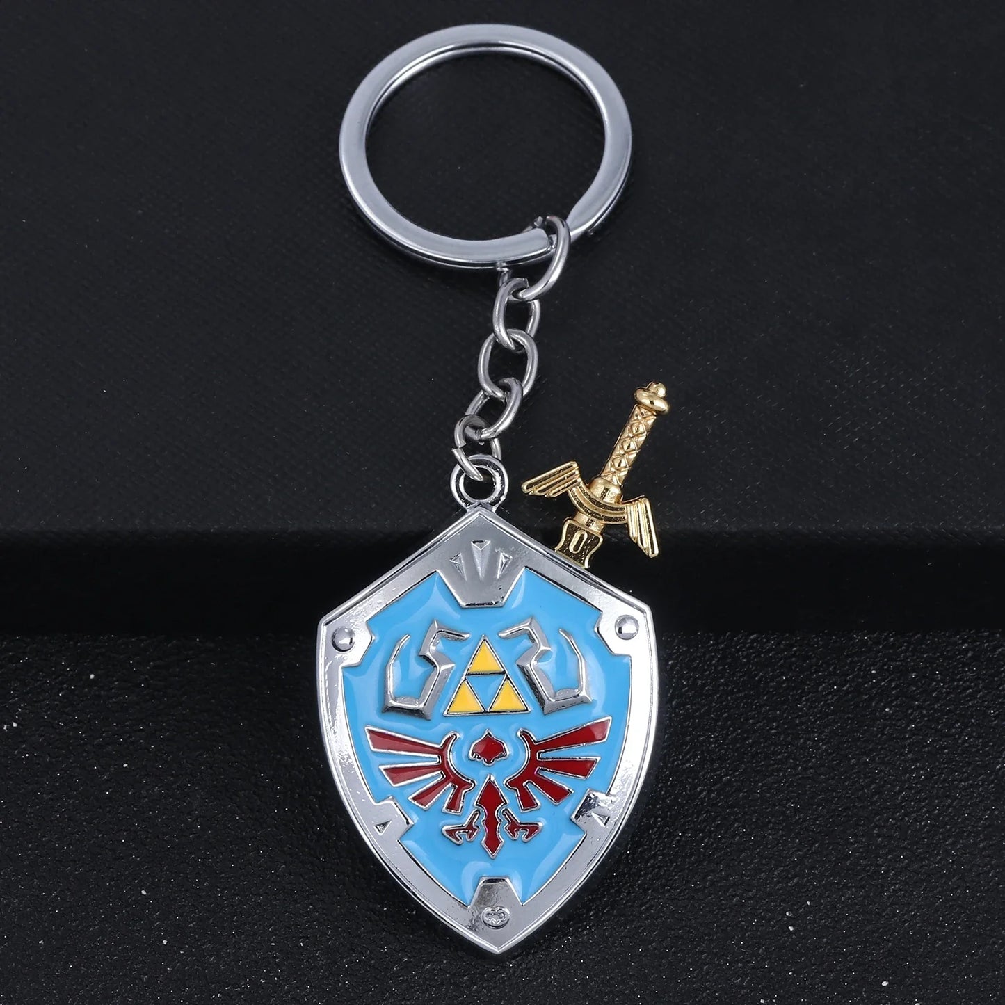 Zelda Hylian Shield & Master Sword Keychain – Cosplay Pendant Keyring for Fans