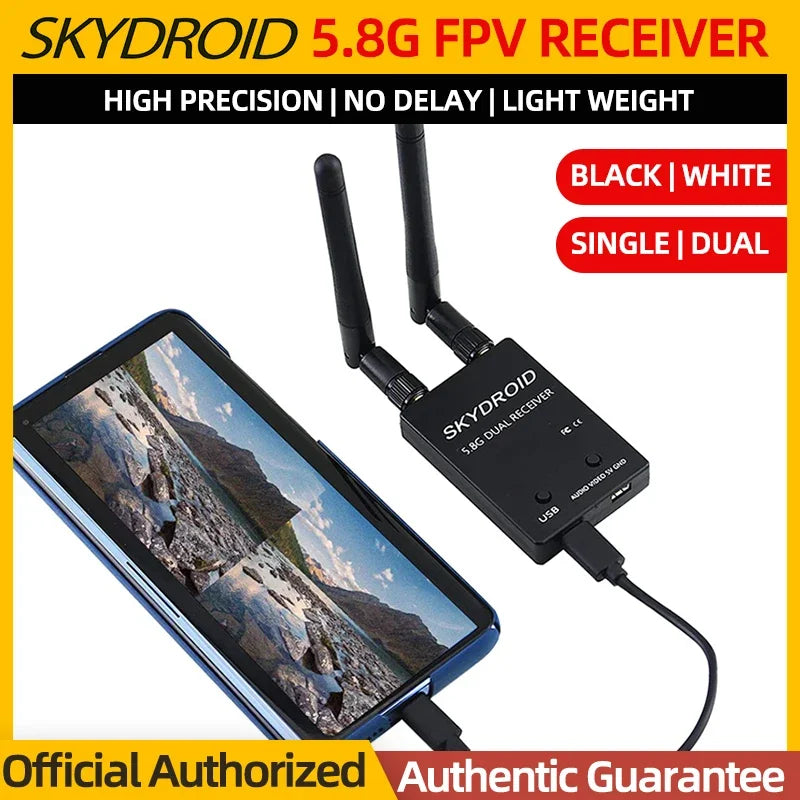 SKYDROID 5.8GHz 150CH FPV Dual/Single Antenna Receiver – UVC OTG RC Drone Part for Android Smartphones