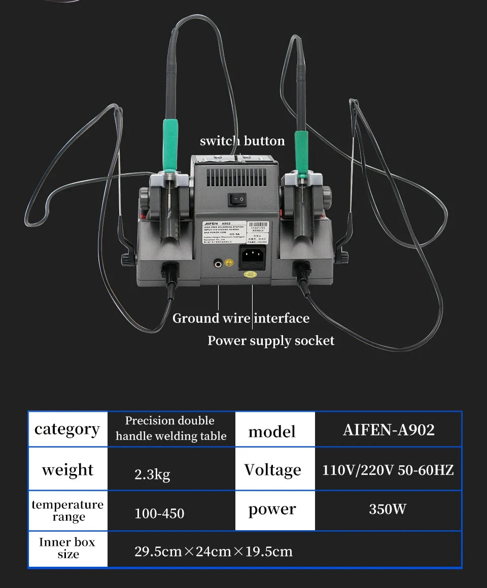 AIFEN A902 Soldering Station – Double Station C115, C210, C245 for Cell-Phone PCB & IC Repair Soldering Tools